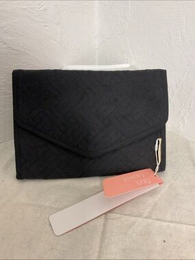 BagSmart Quilted Travel Jewelry Organizer Bag, Black w/Tan interior, NWT